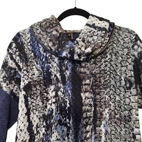 Alberto Makali Solo Tintoreria Blue Pique Knit Cowl Neck top Size M - Picture 2 of 11